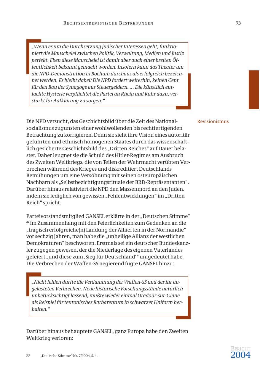 Seite 75 des Verfassungsschutzbericht 2004 Bund