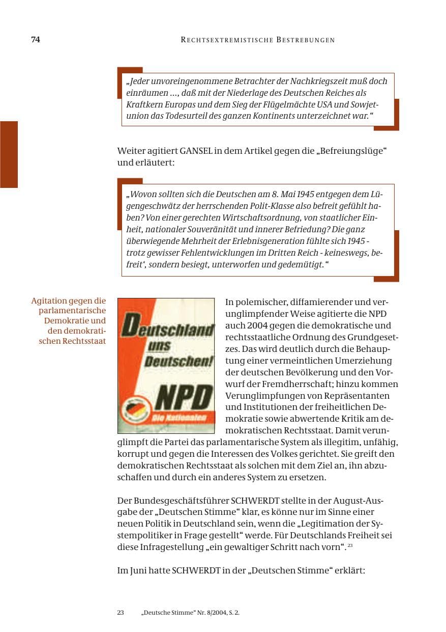 Seite 76 des Verfassungsschutzbericht 2004 Bund
