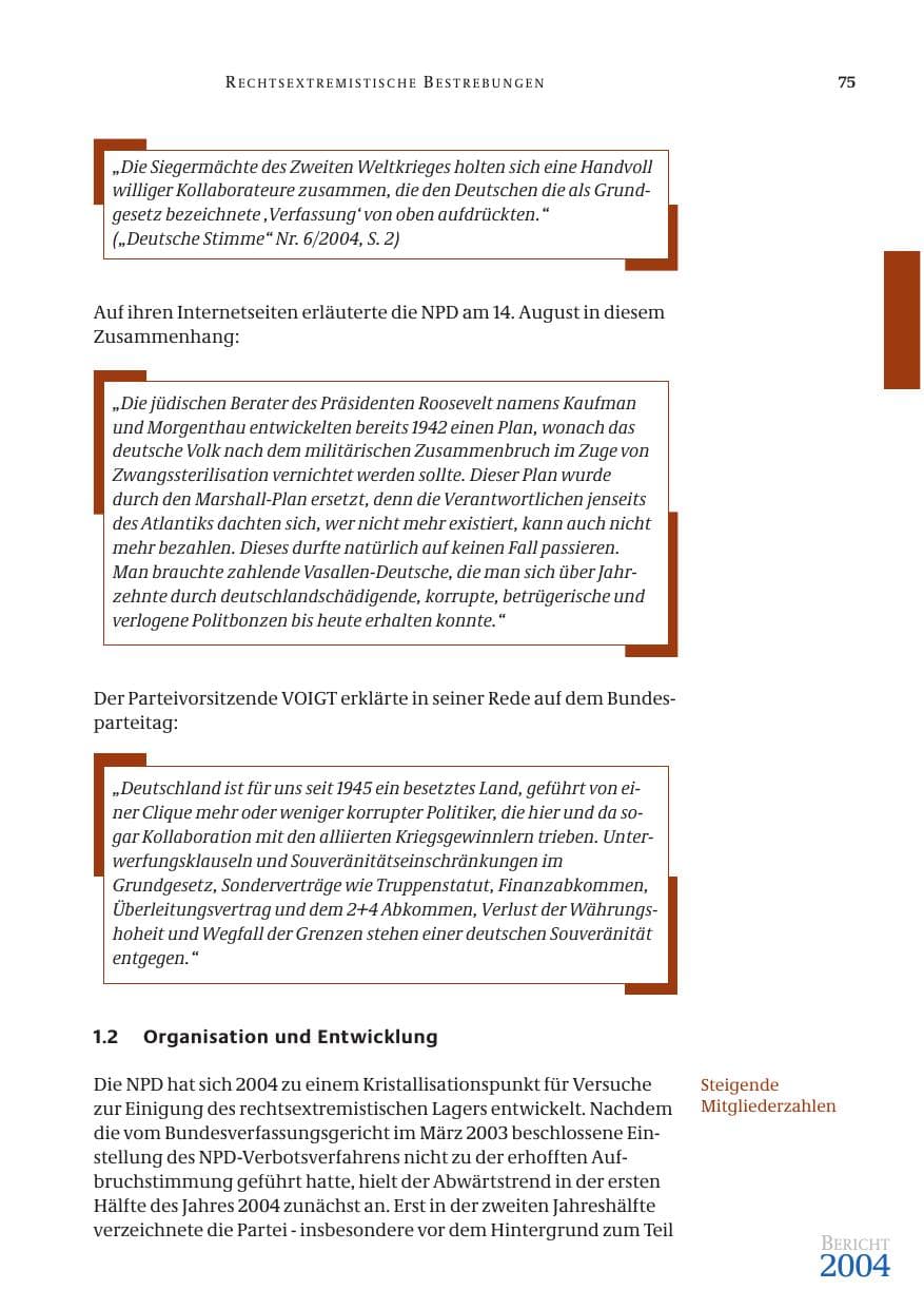 Seite 77 des Verfassungsschutzbericht 2004 Bund