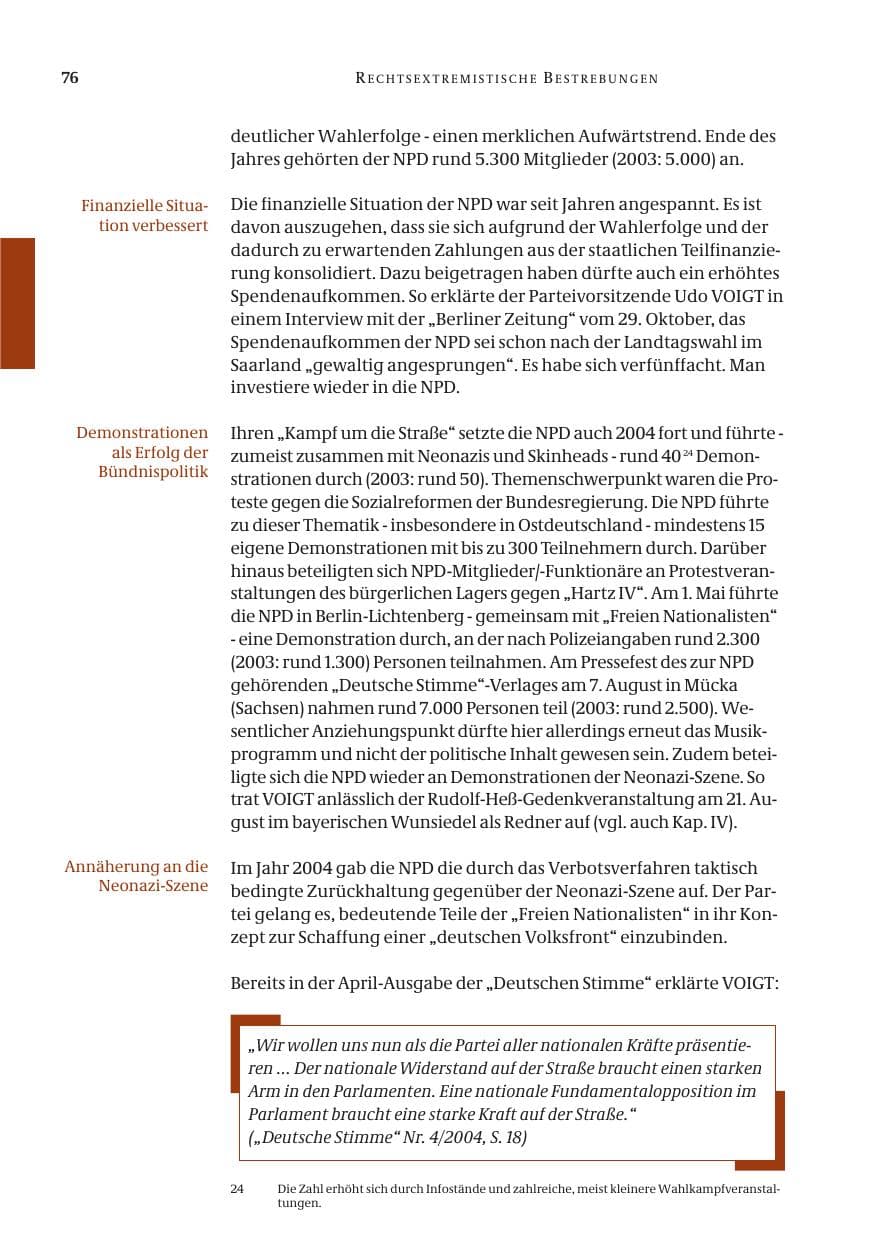 Seite 78 des Verfassungsschutzbericht 2004 Bund