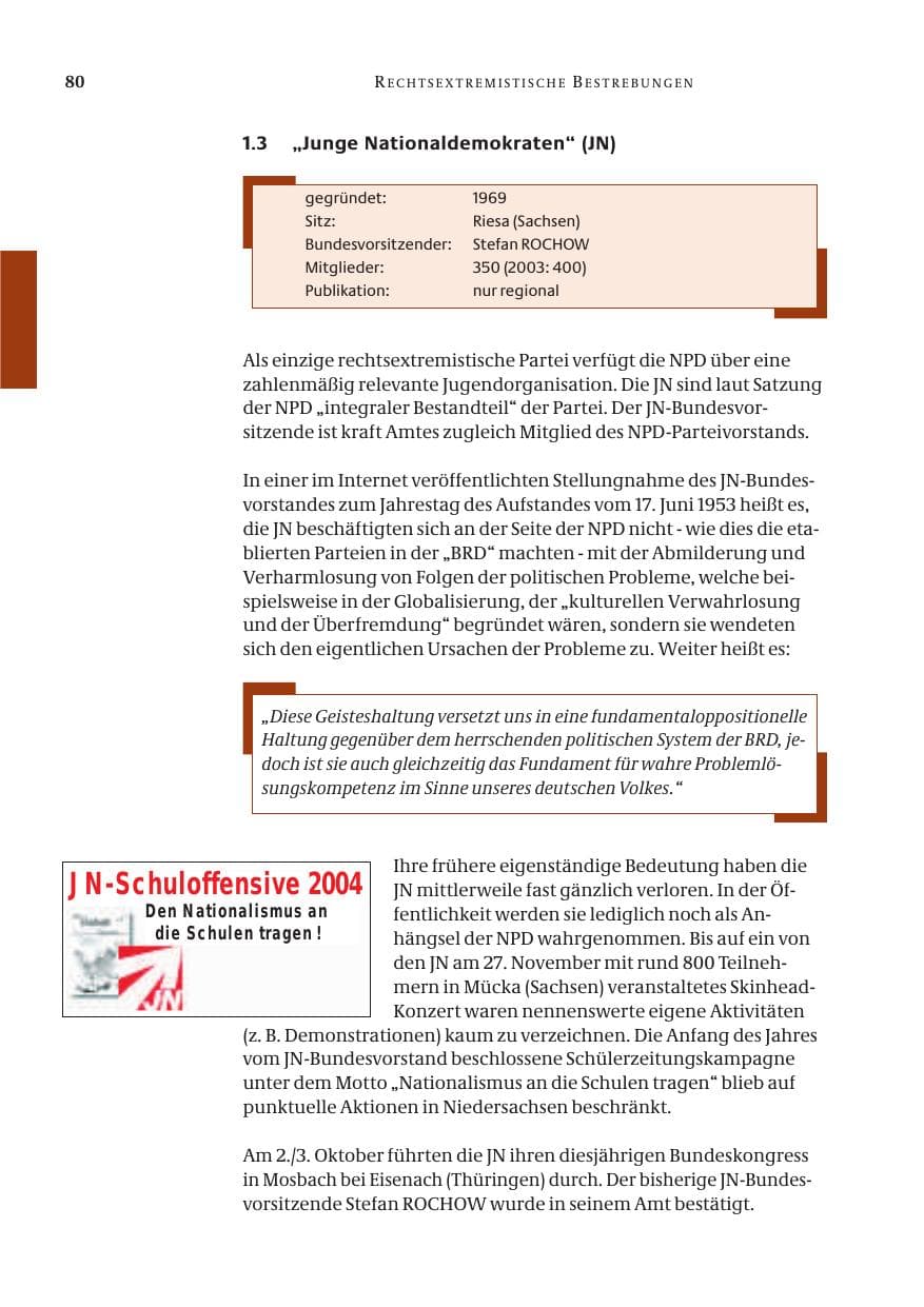 Seite 82 des Verfassungsschutzbericht 2004 Bund
