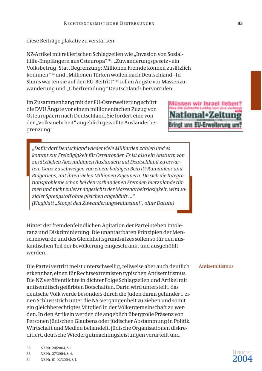 Seite 85 des Verfassungsschutzbericht 2004 Bund