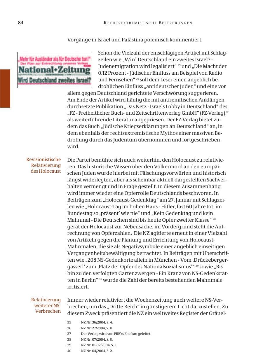 Seite 86 des Verfassungsschutzbericht 2004 Bund