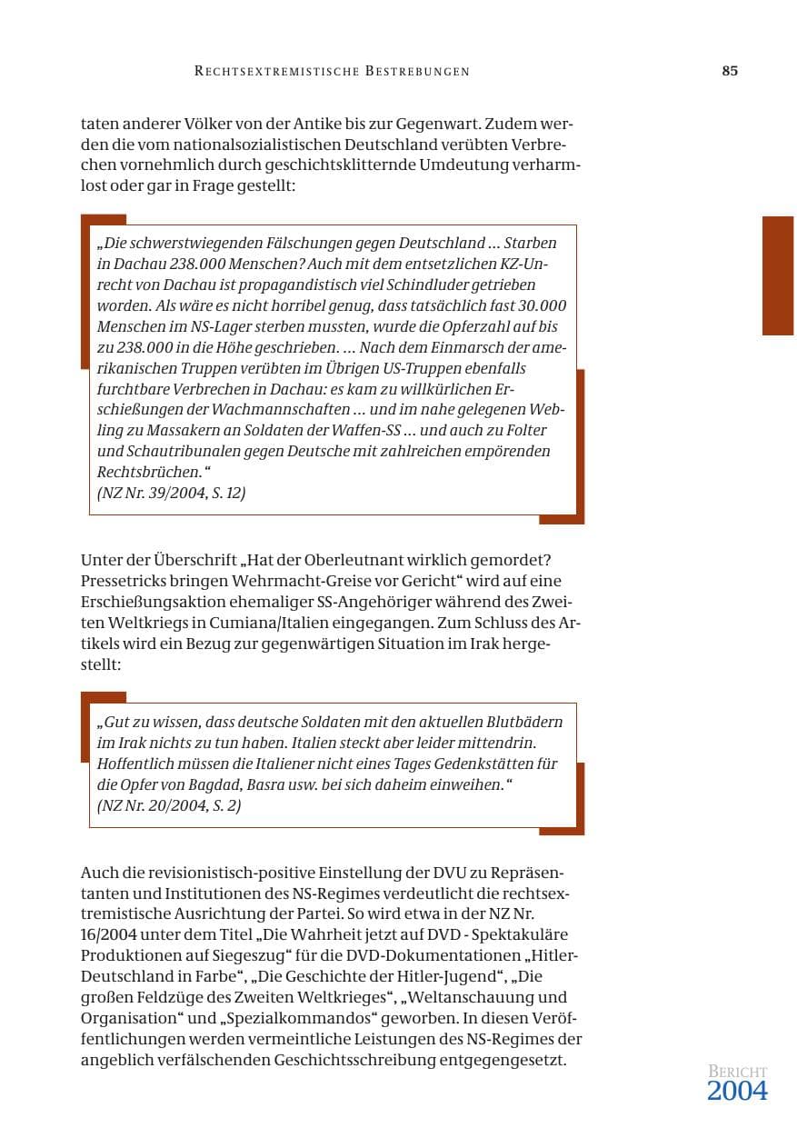Seite 87 des Verfassungsschutzbericht 2004 Bund