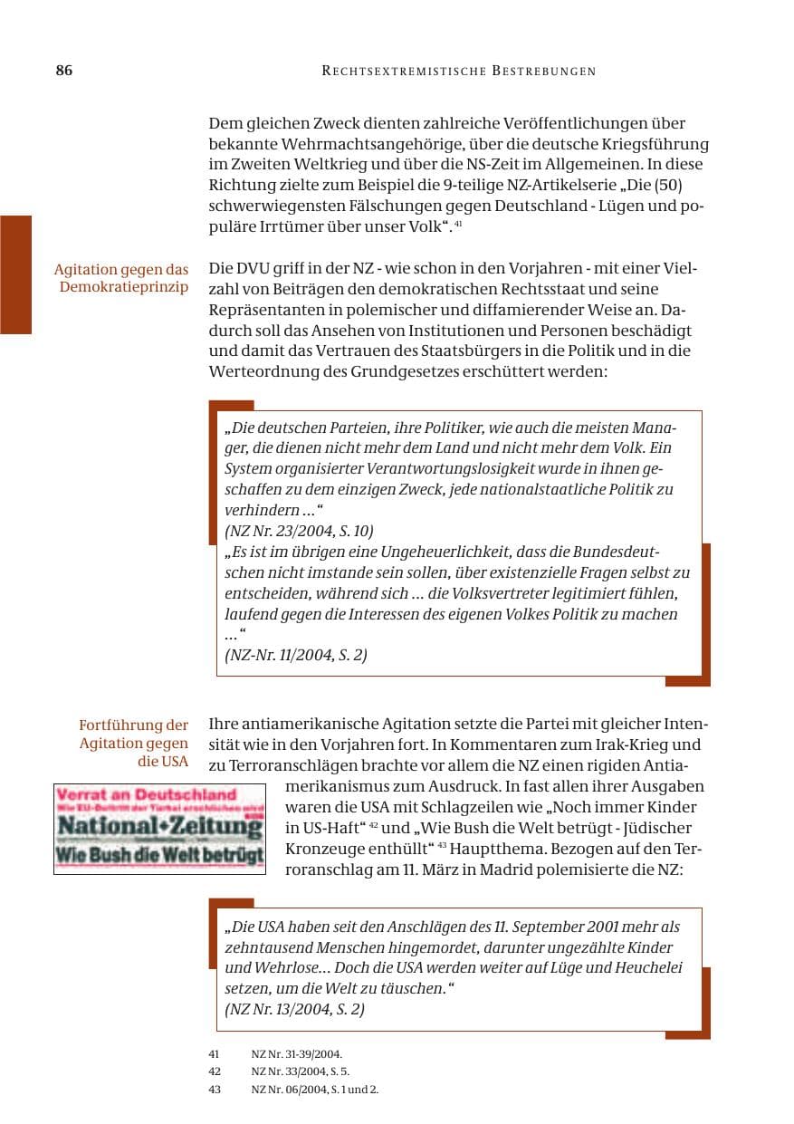 Seite 88 des Verfassungsschutzbericht 2004 Bund