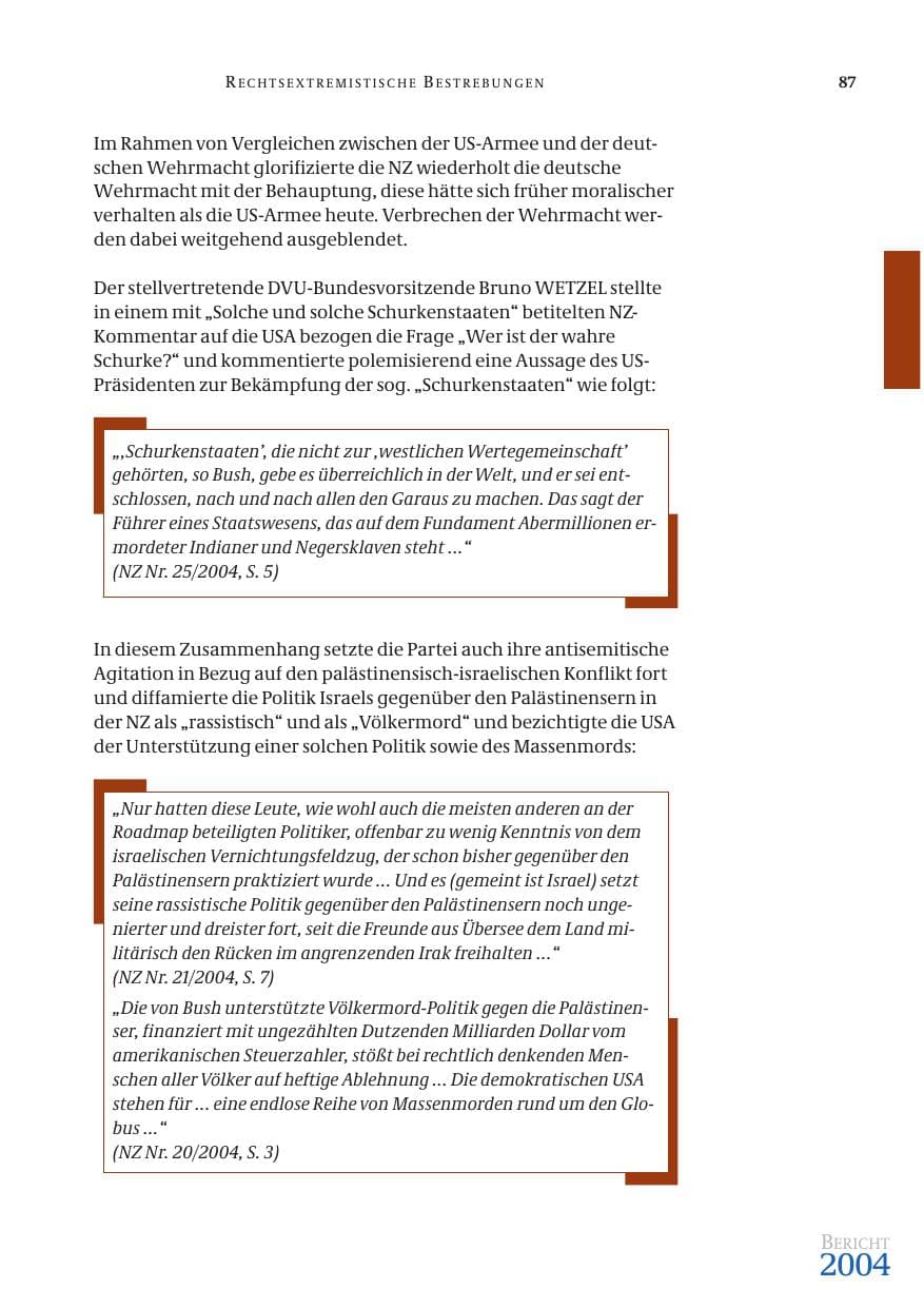 Seite 89 des Verfassungsschutzbericht 2004 Bund