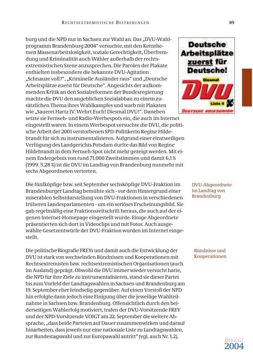 Seite 91 des Verfassungsschutzbericht 2004 Bund
