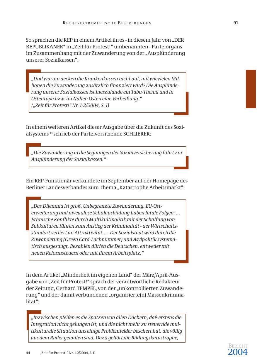Seite 93 des Verfassungsschutzbericht 2004 Bund