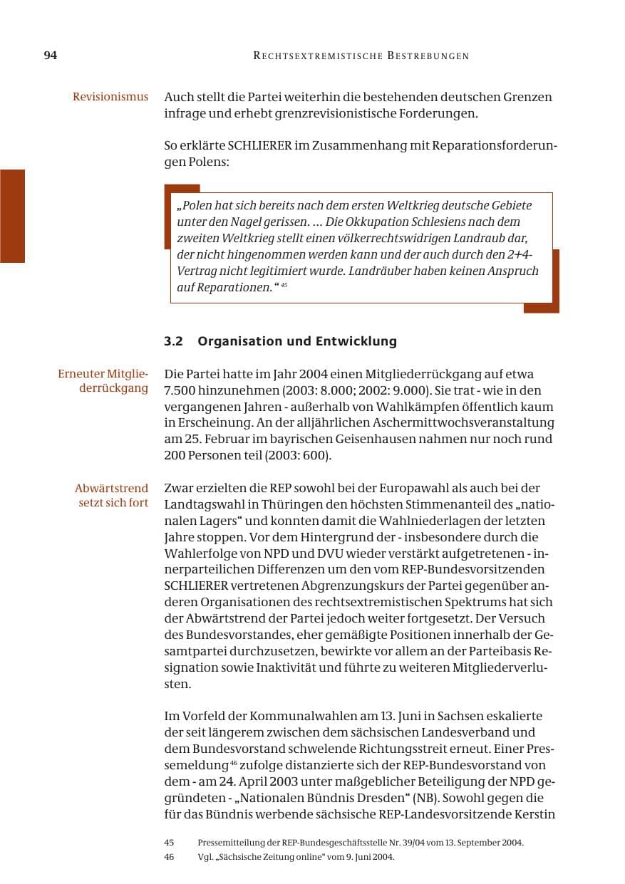 Seite 96 des Verfassungsschutzbericht 2004 Bund