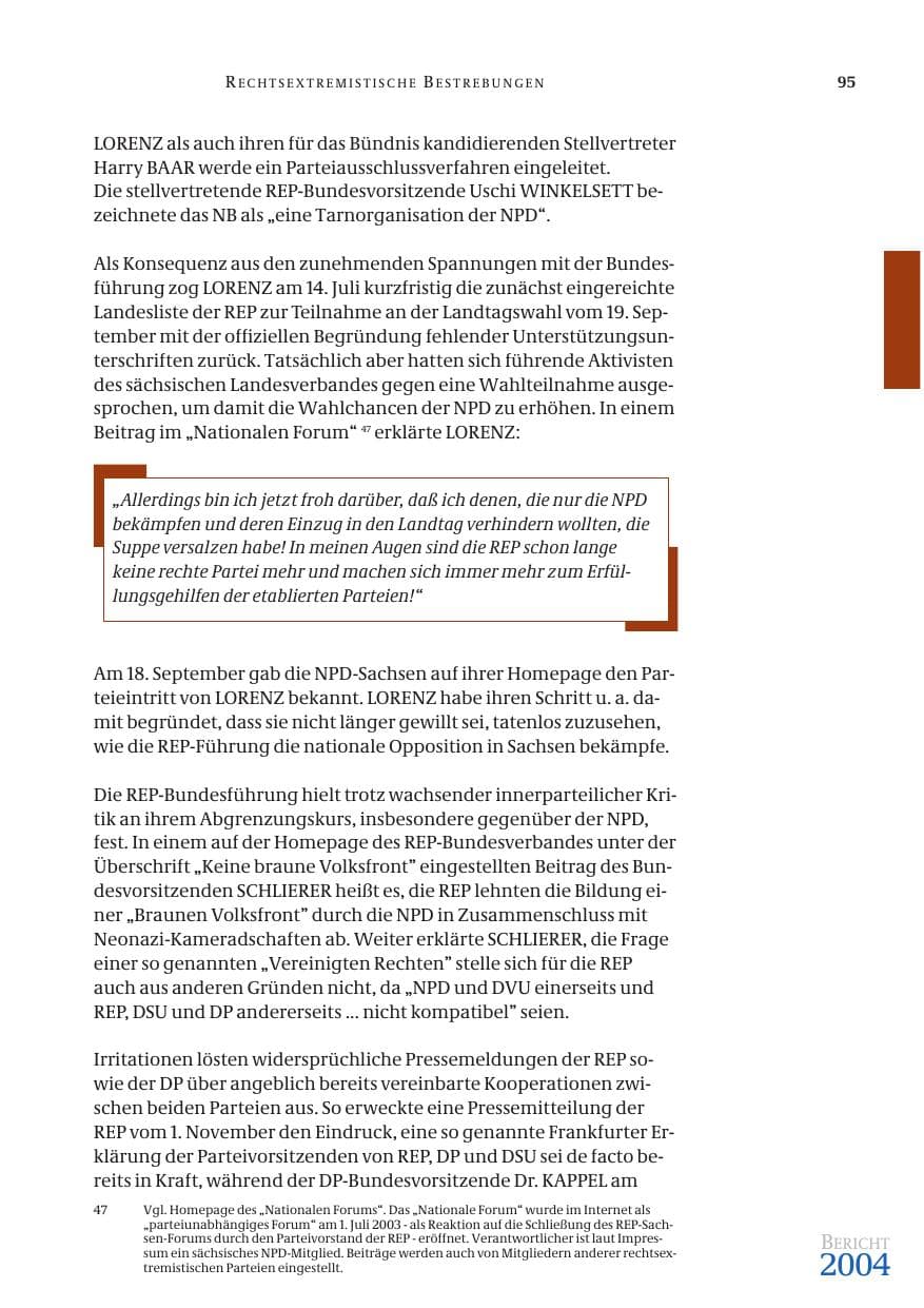 Seite 97 des Verfassungsschutzbericht 2004 Bund