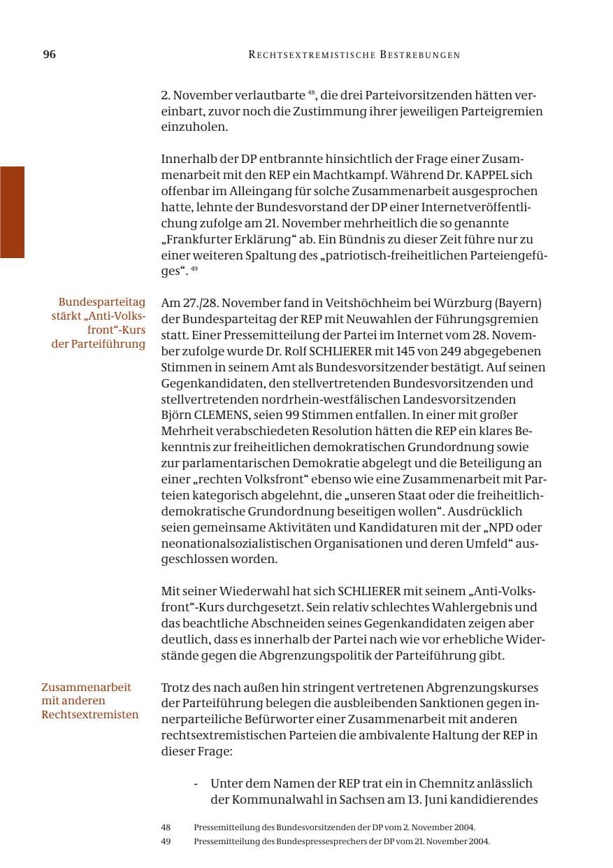 Seite 98 des Verfassungsschutzbericht 2004 Bund