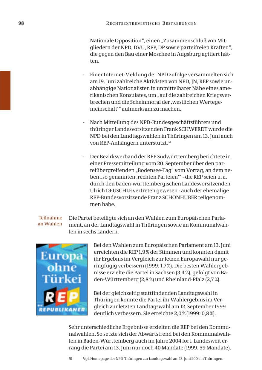Seite 100 des Verfassungsschutzbericht 2004 Bund
