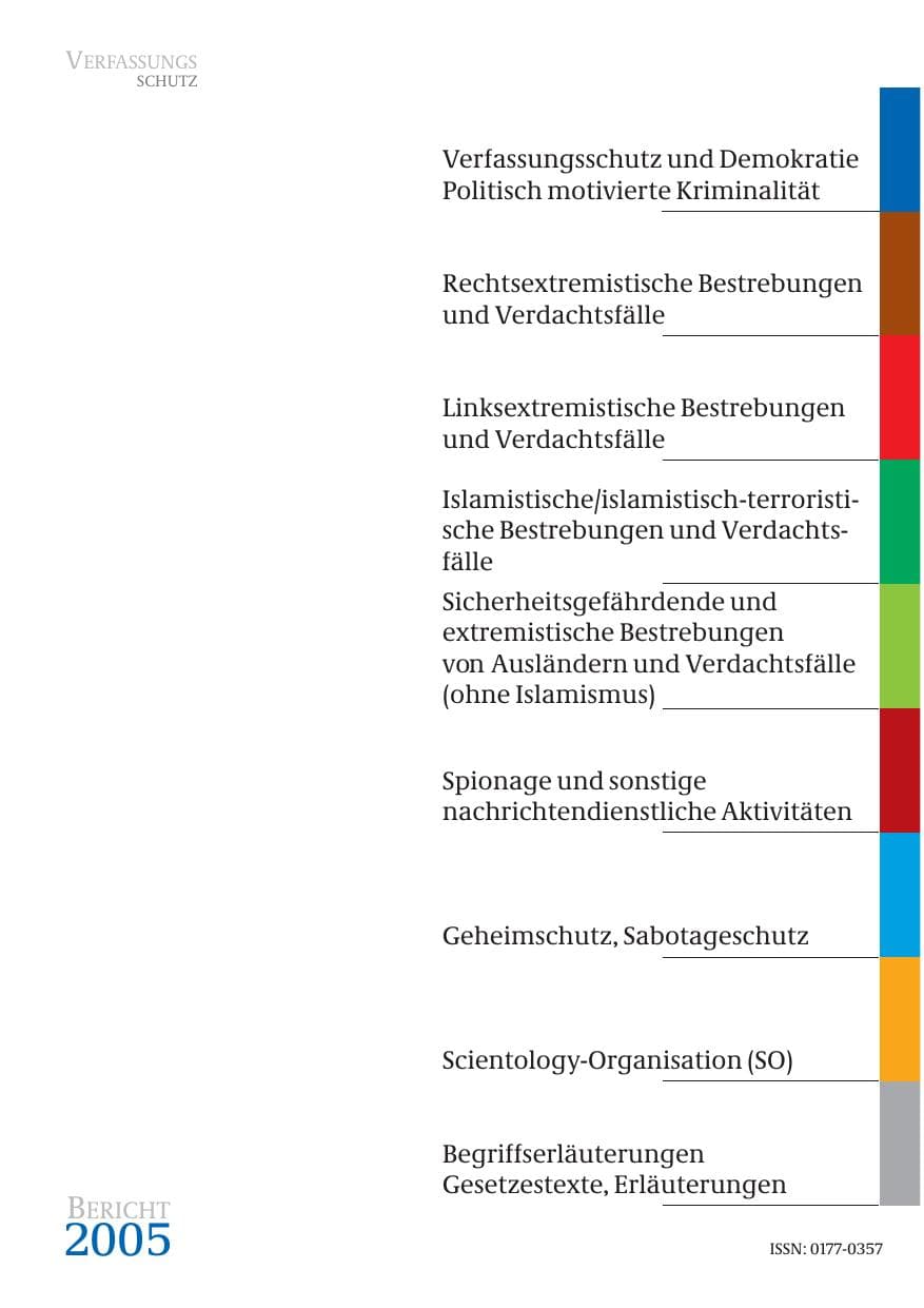 Seite 2 des Verfassungsschutzbericht 2005 Bund