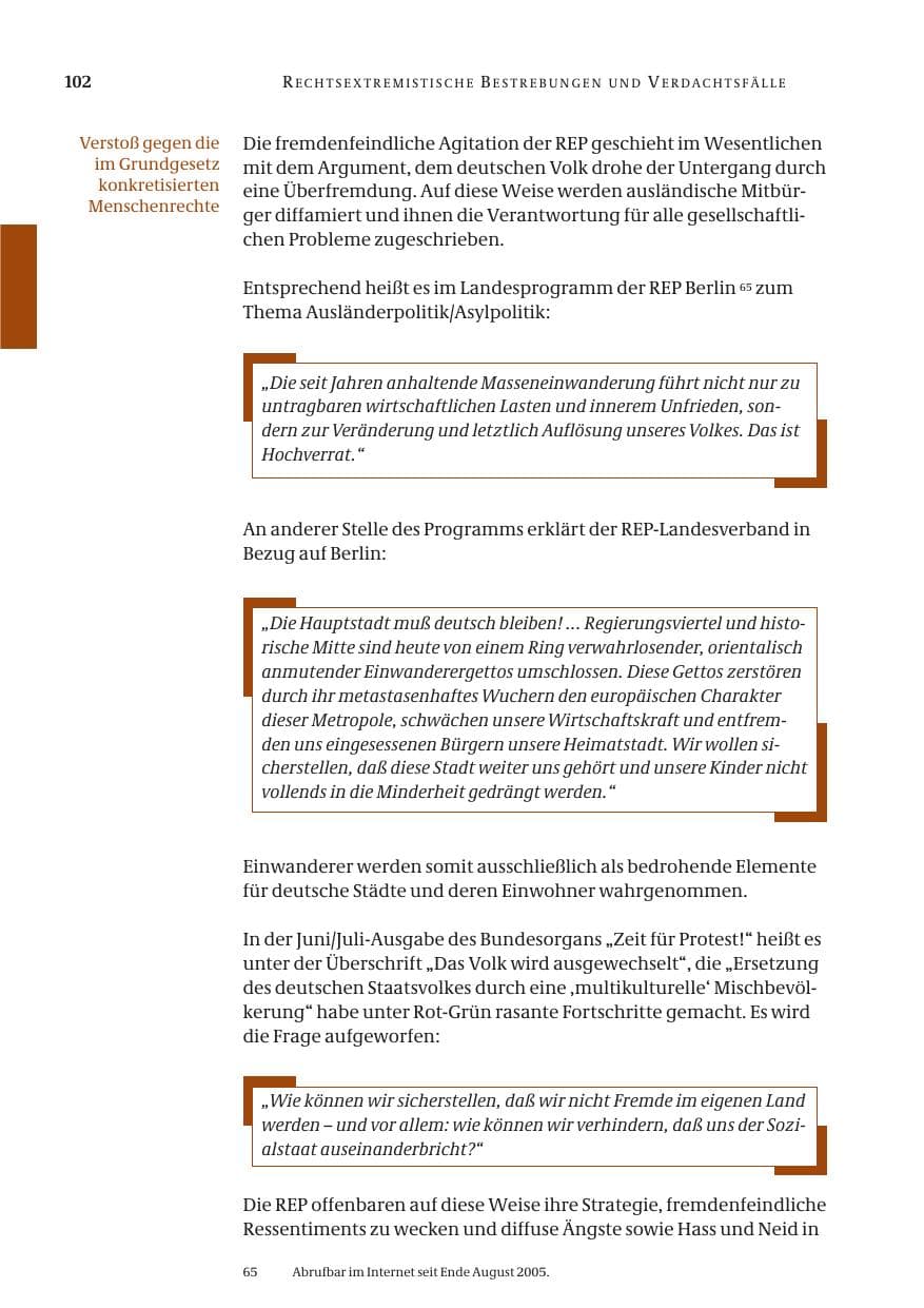 Seite 103 des Verfassungsschutzbericht 2005 Bund