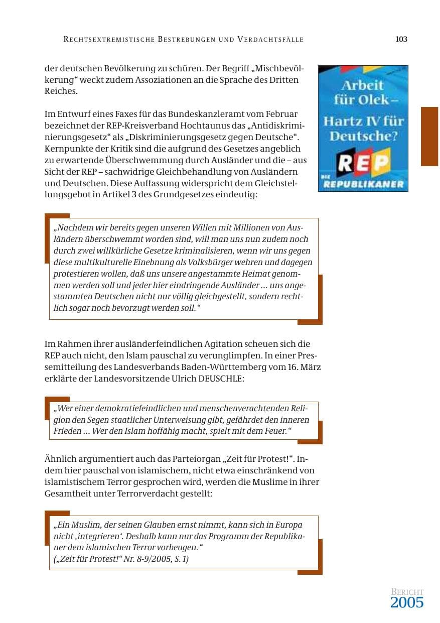 Seite 104 des Verfassungsschutzbericht 2005 Bund
