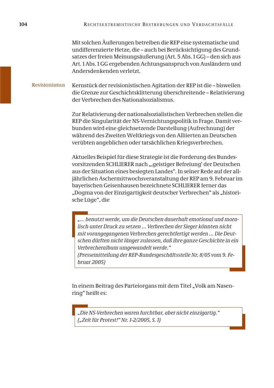 Seite 105 des Verfassungsschutzbericht 2005 Bund