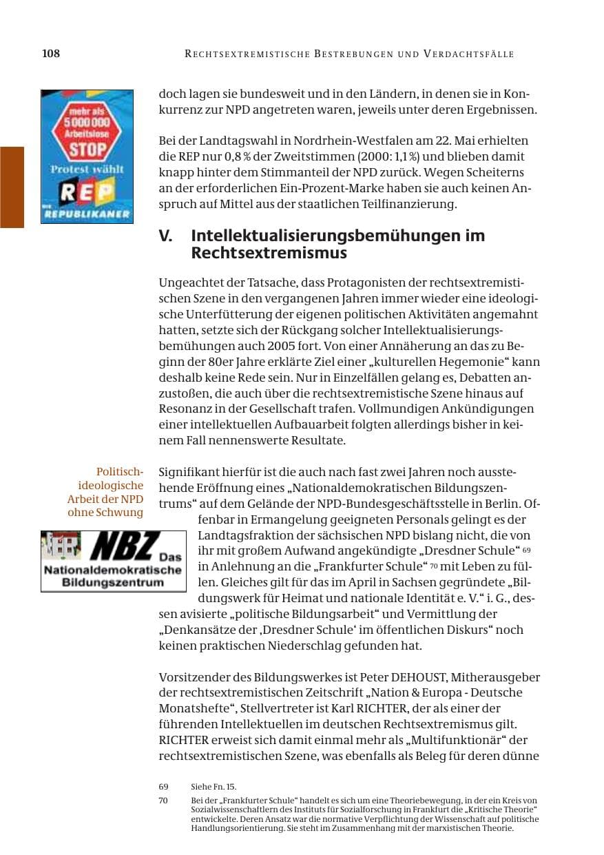 Seite 109 des Verfassungsschutzbericht 2005 Bund