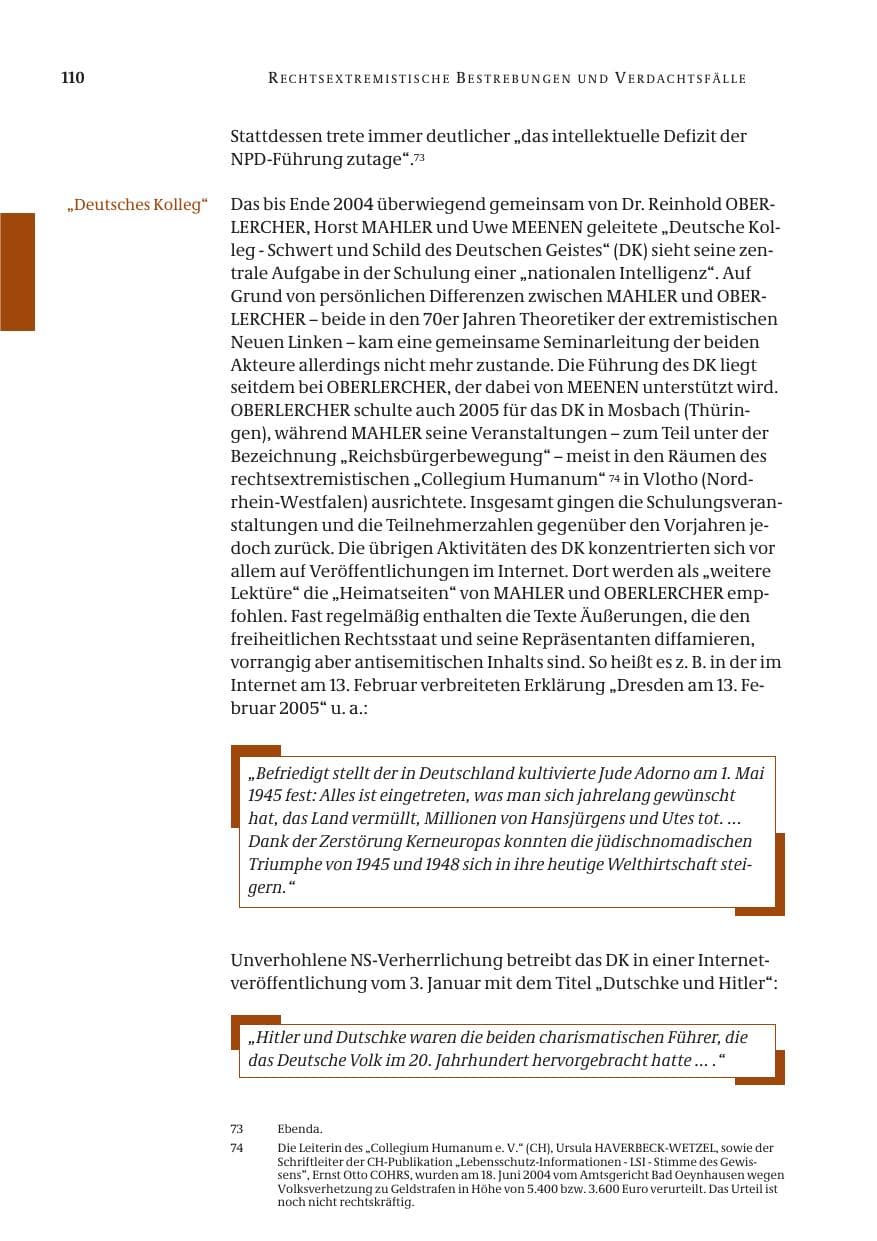 Seite 111 des Verfassungsschutzbericht 2005 Bund