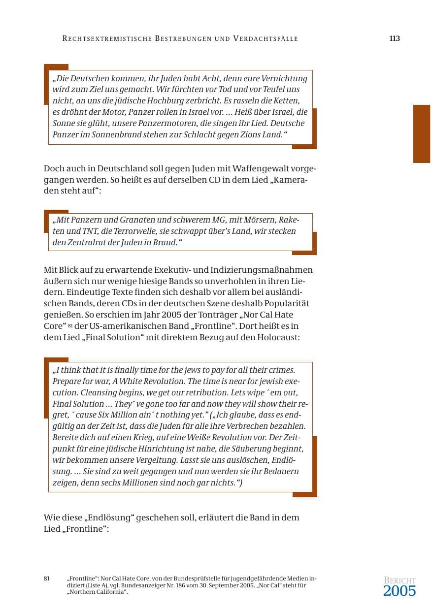 Seite 114 des Verfassungsschutzbericht 2005 Bund