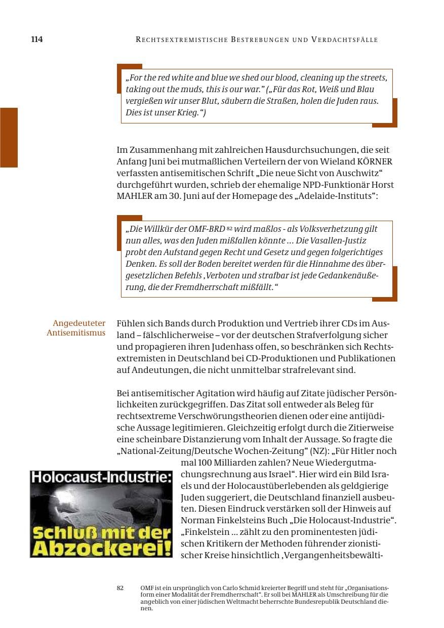 Seite 115 des Verfassungsschutzbericht 2005 Bund