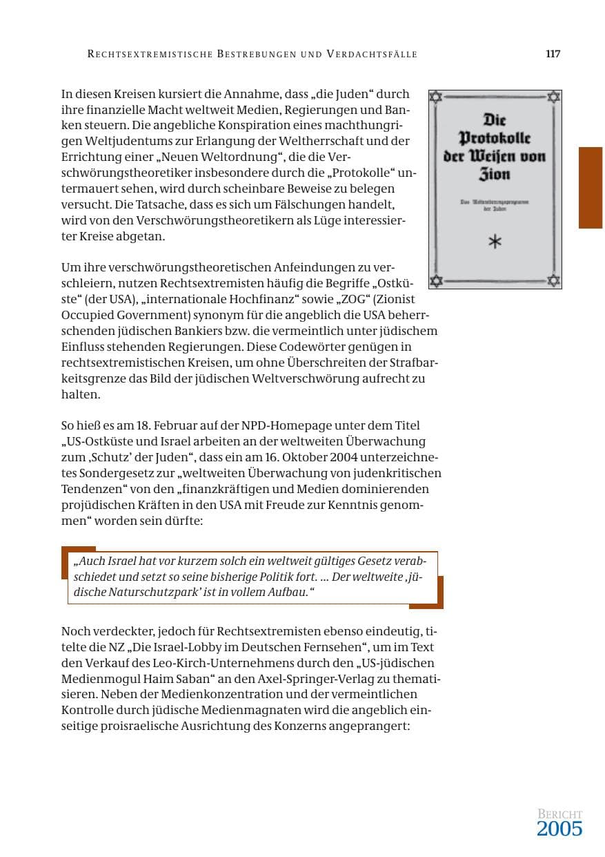 Seite 118 des Verfassungsschutzbericht 2005 Bund