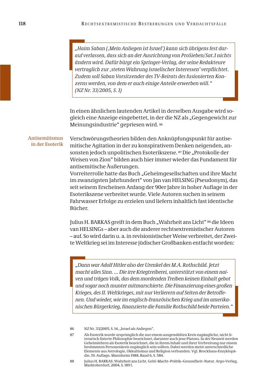 Seite 119 des Verfassungsschutzbericht 2005 Bund