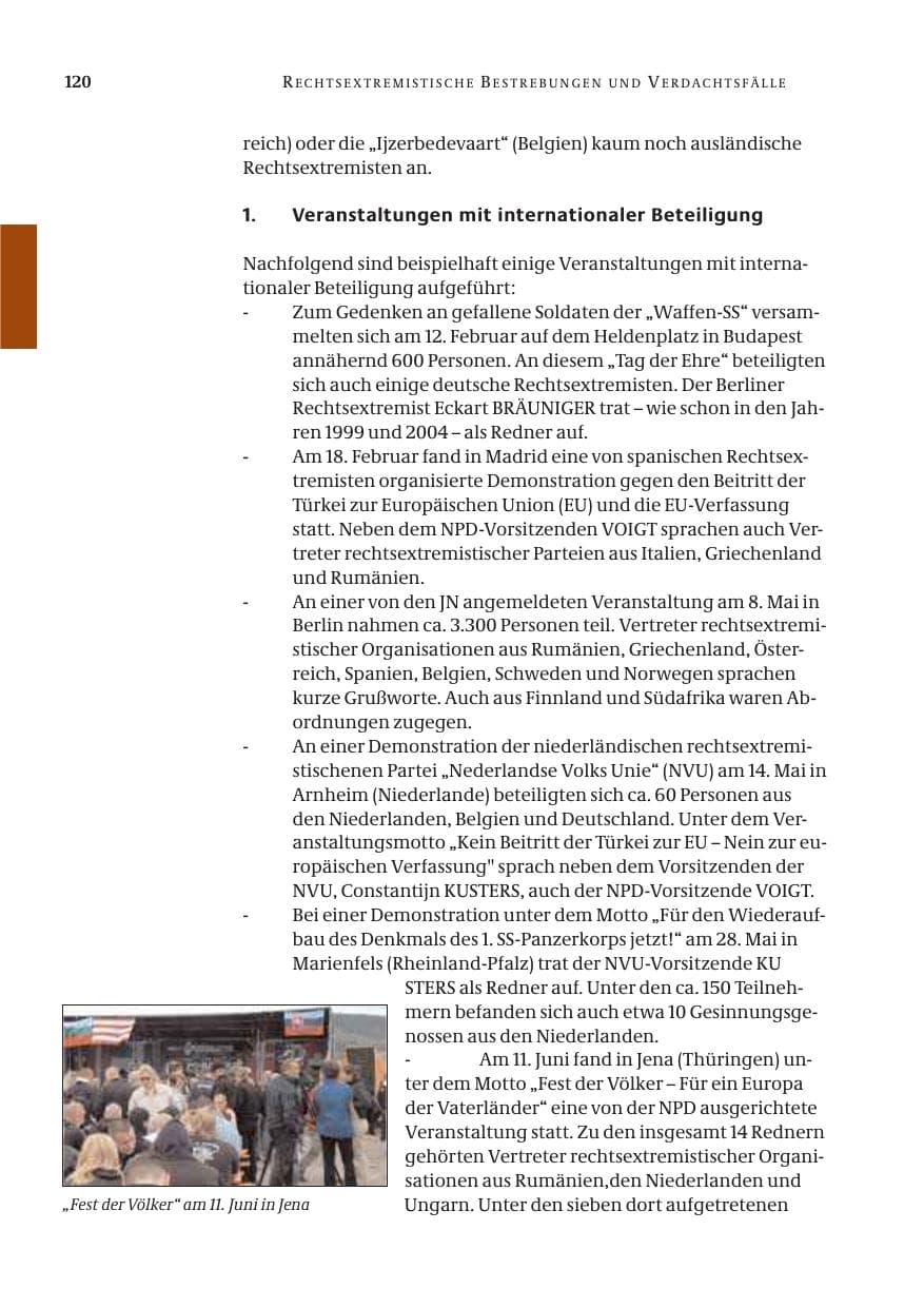 Seite 121 des Verfassungsschutzbericht 2005 Bund