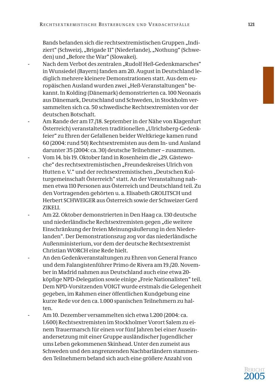 Seite 122 des Verfassungsschutzbericht 2005 Bund