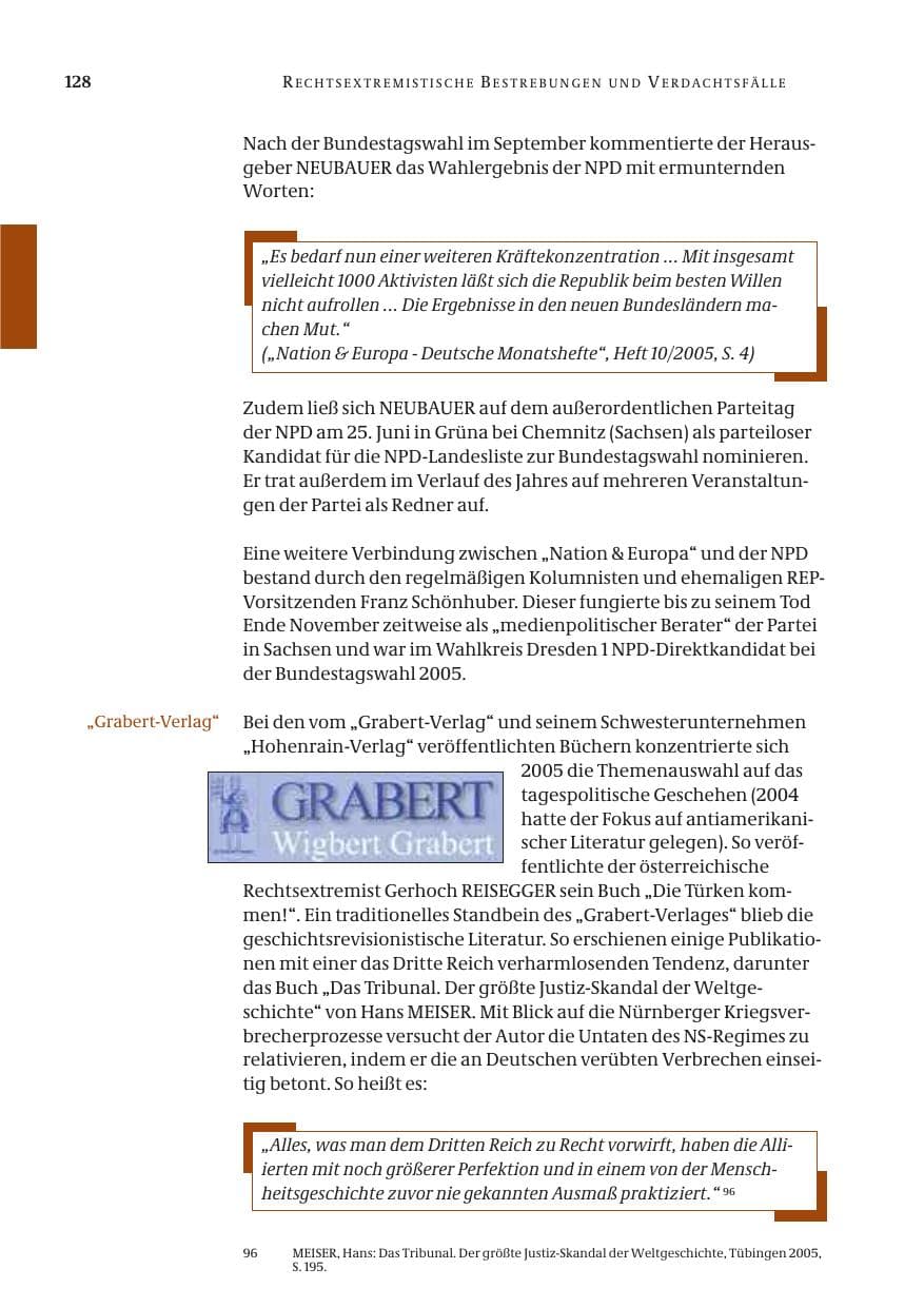Seite 129 des Verfassungsschutzbericht 2005 Bund