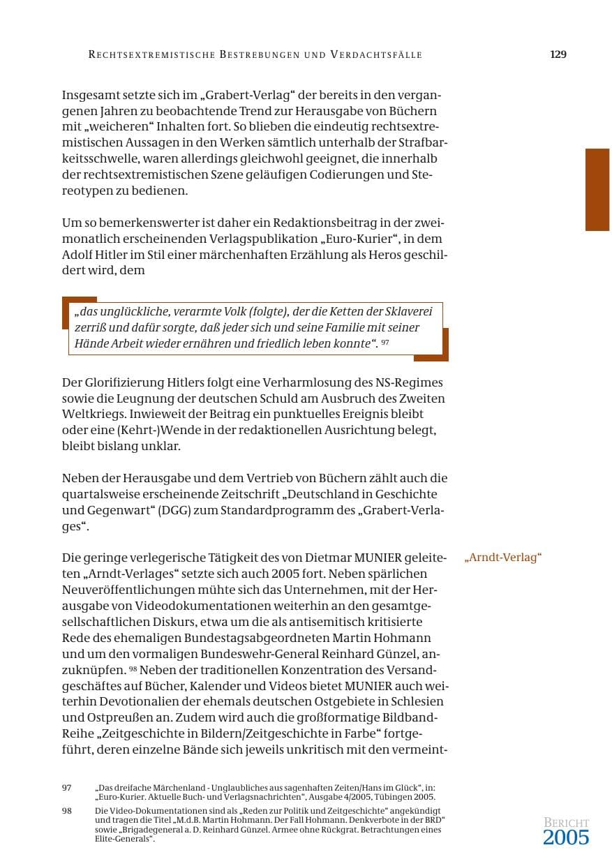 Seite 130 des Verfassungsschutzbericht 2005 Bund
