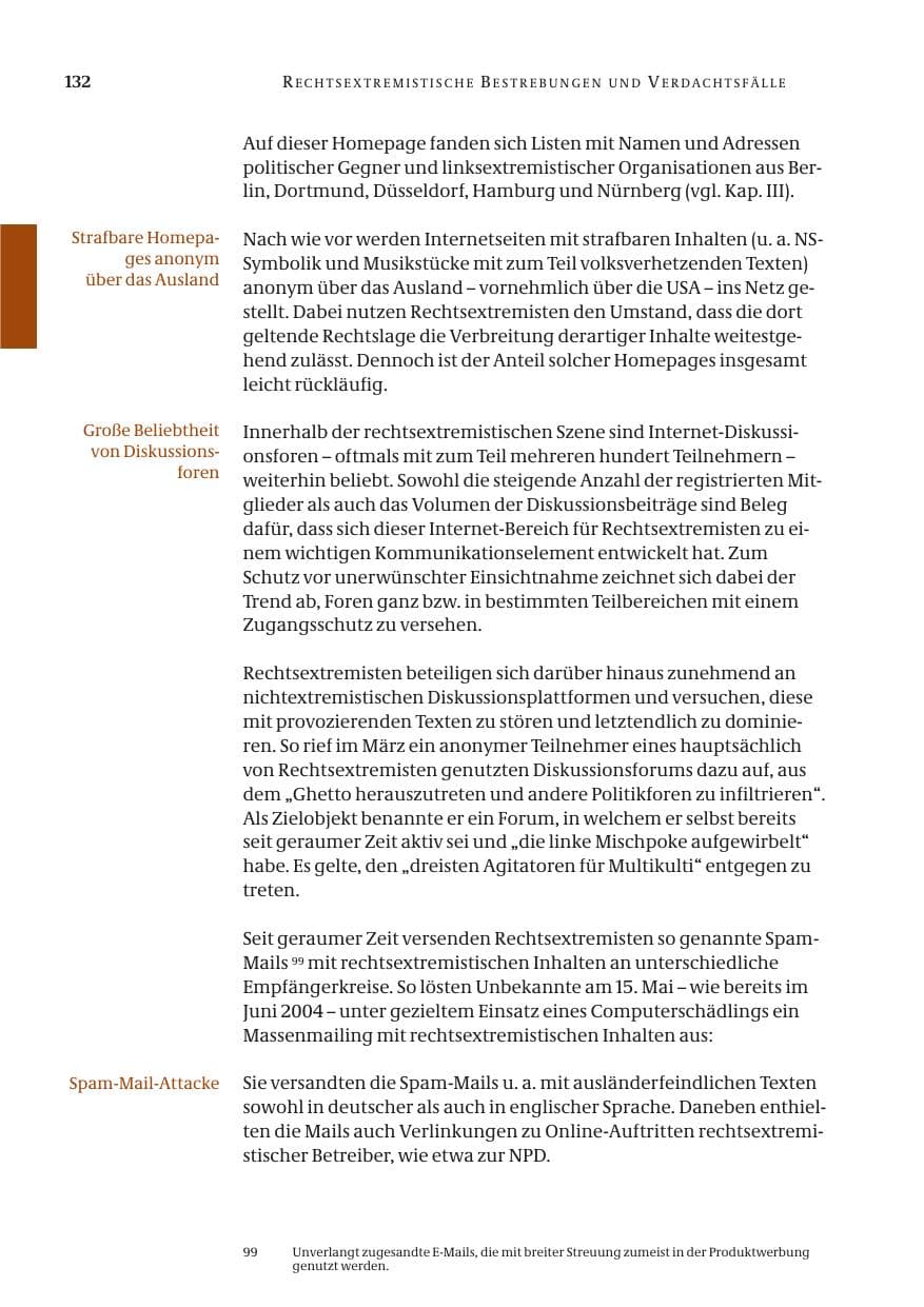 Seite 133 des Verfassungsschutzbericht 2005 Bund