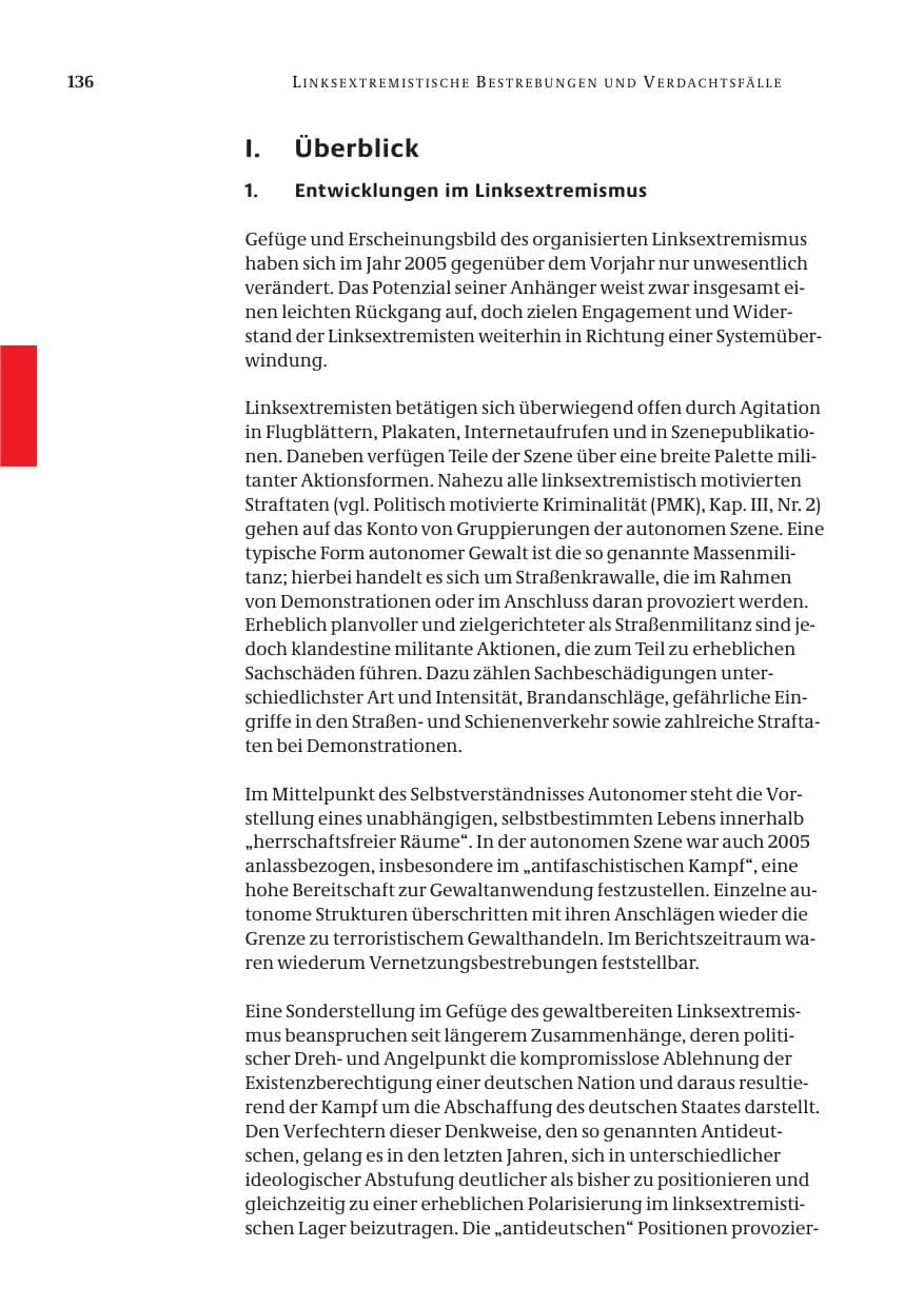Seite 137 des Verfassungsschutzbericht 2005 Bund