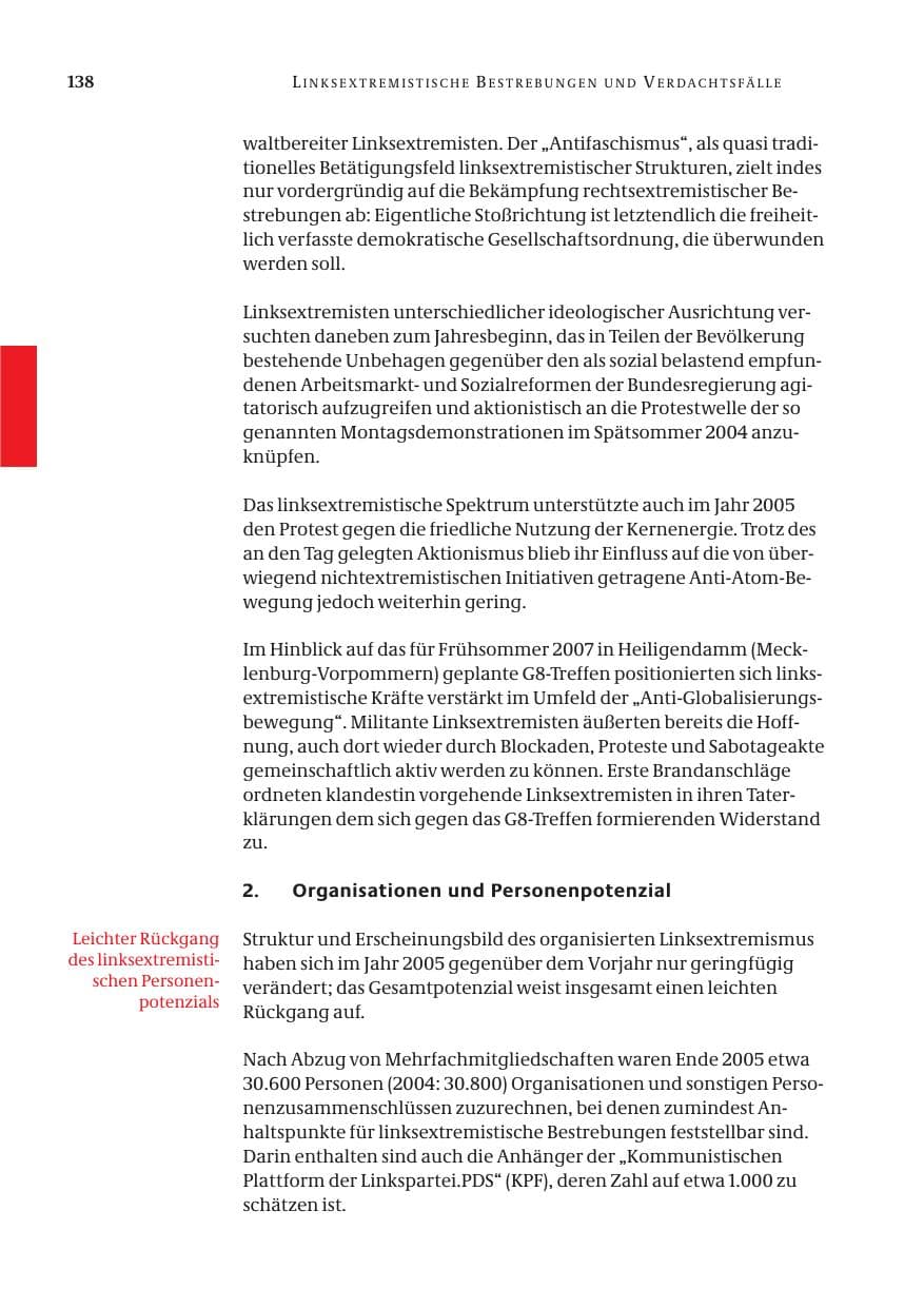 Seite 139 des Verfassungsschutzbericht 2005 Bund