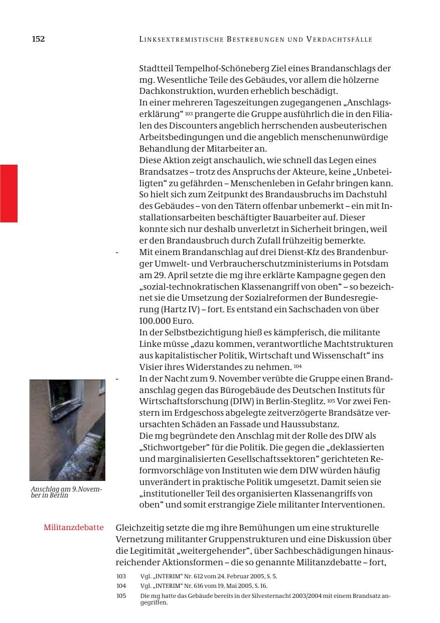 Seite 153 des Verfassungsschutzbericht 2005 Bund