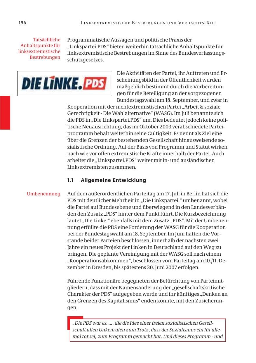 Seite 157 des Verfassungsschutzbericht 2005 Bund