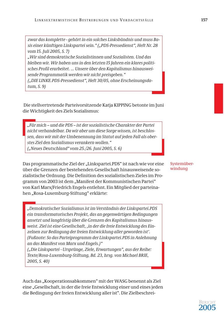 Seite 158 des Verfassungsschutzbericht 2005 Bund