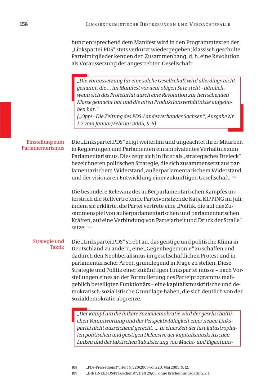 Seite 159 des Verfassungsschutzbericht 2005 Bund