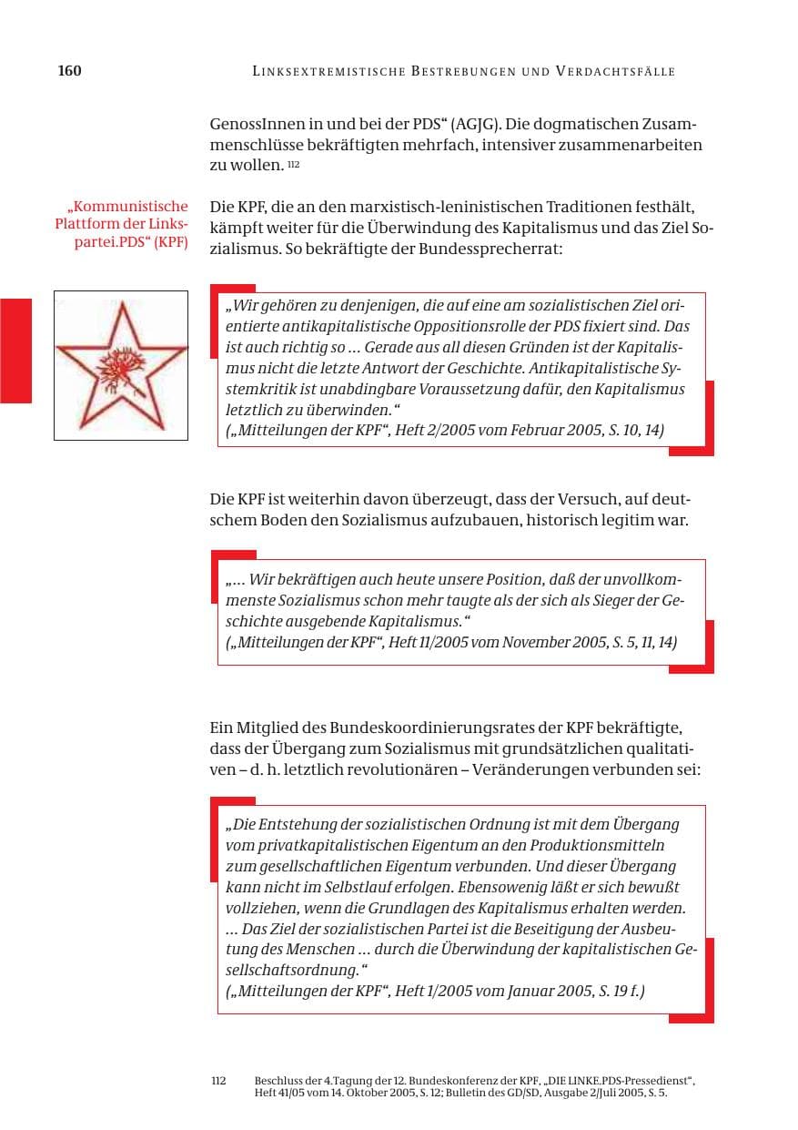 Seite 161 des Verfassungsschutzbericht 2005 Bund
