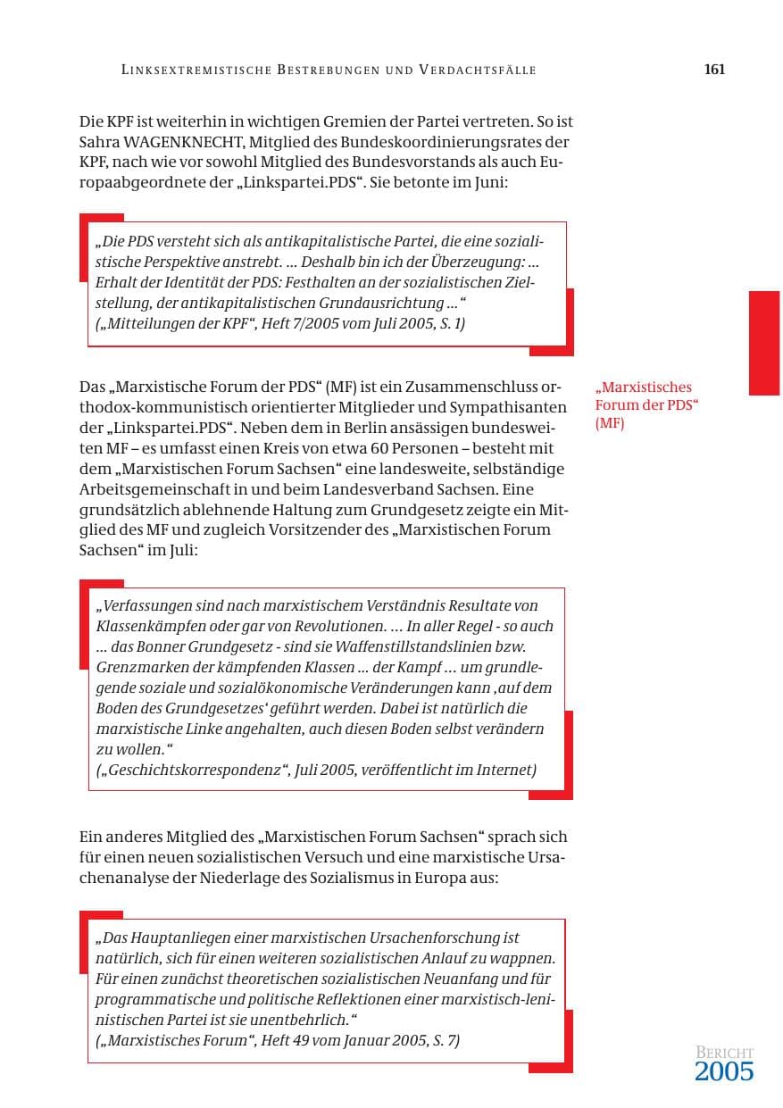 Seite 162 des Verfassungsschutzbericht 2005 Bund