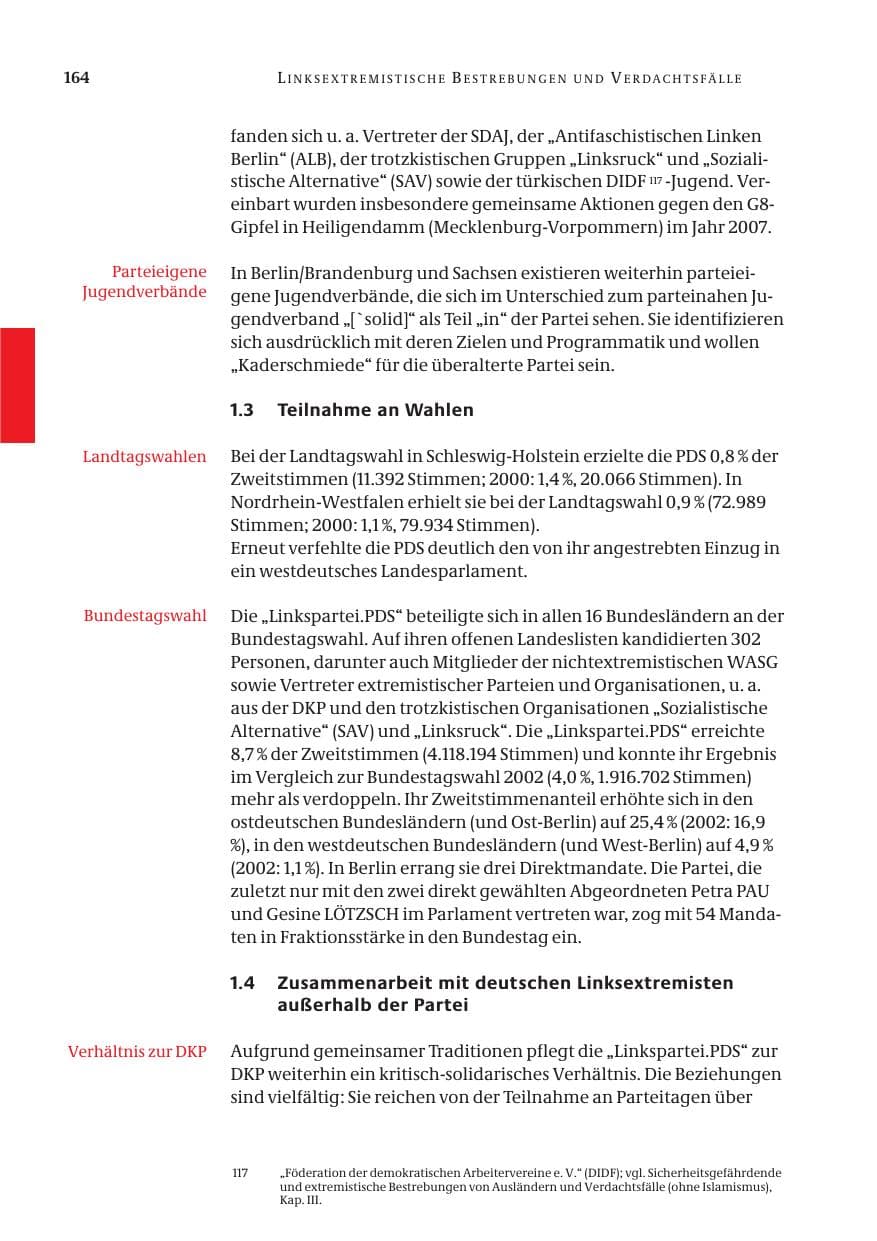 Seite 165 des Verfassungsschutzbericht 2005 Bund