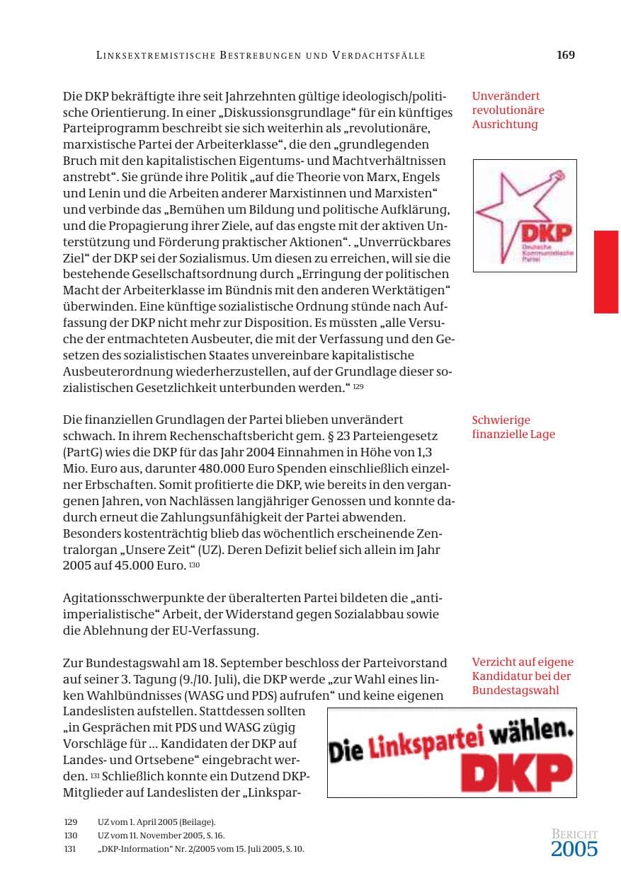 Seite 170 des Verfassungsschutzbericht 2005 Bund