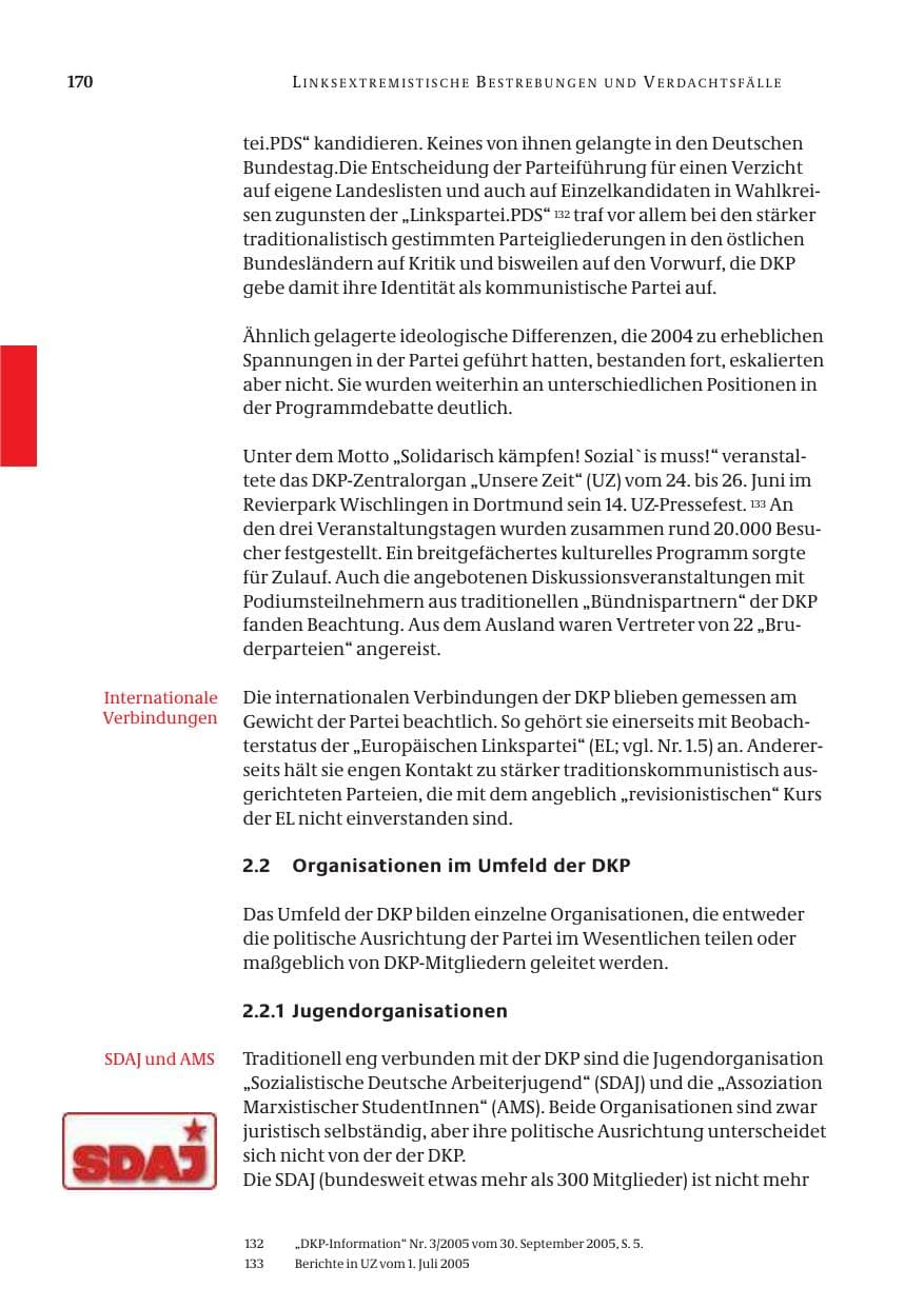 Seite 171 des Verfassungsschutzbericht 2005 Bund