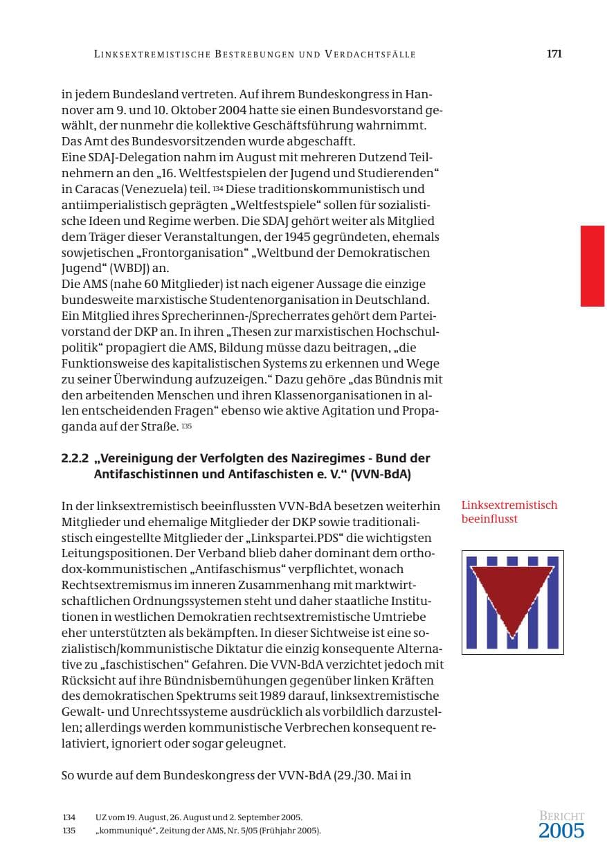 Seite 172 des Verfassungsschutzbericht 2005 Bund