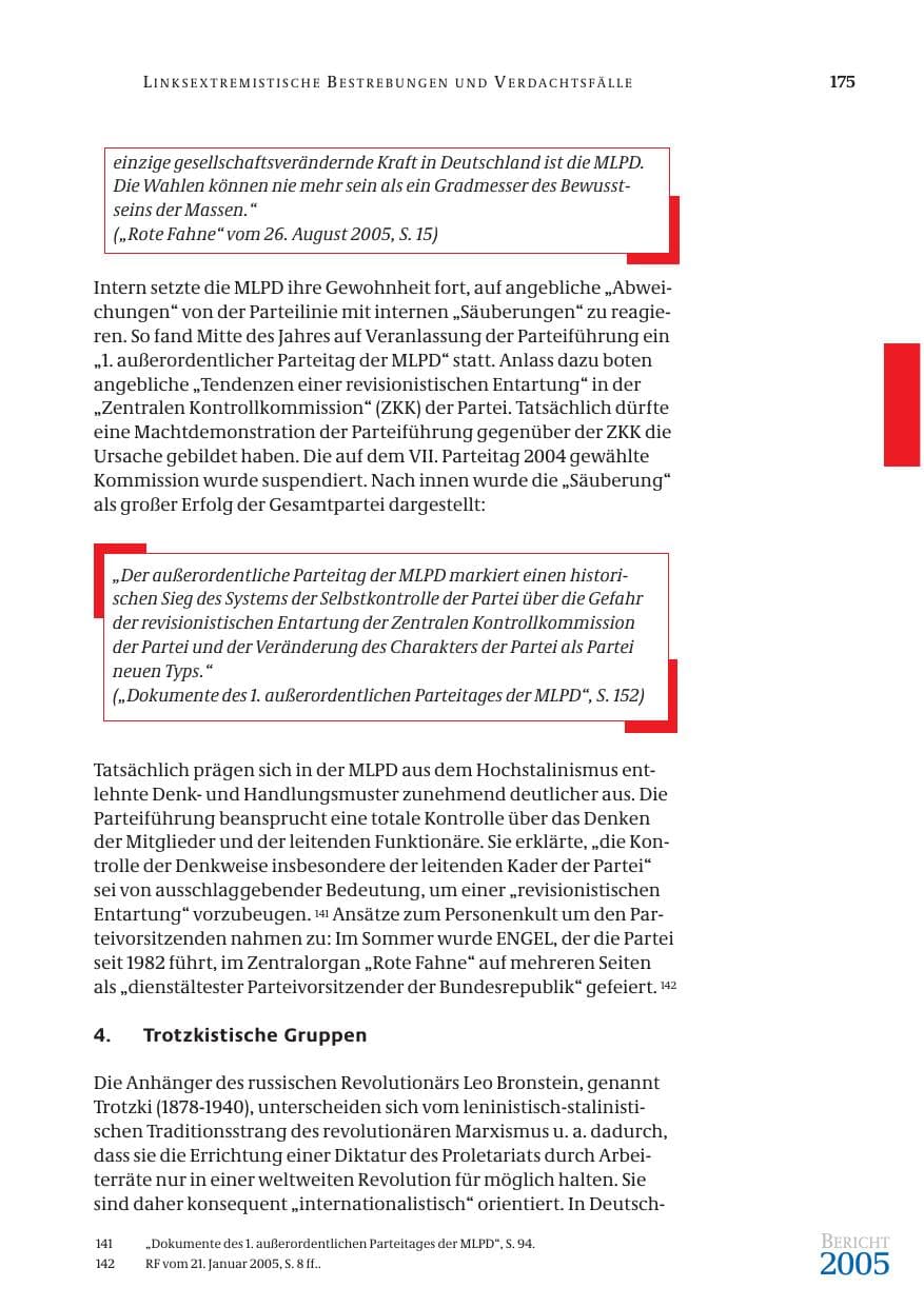 Seite 176 des Verfassungsschutzbericht 2005 Bund