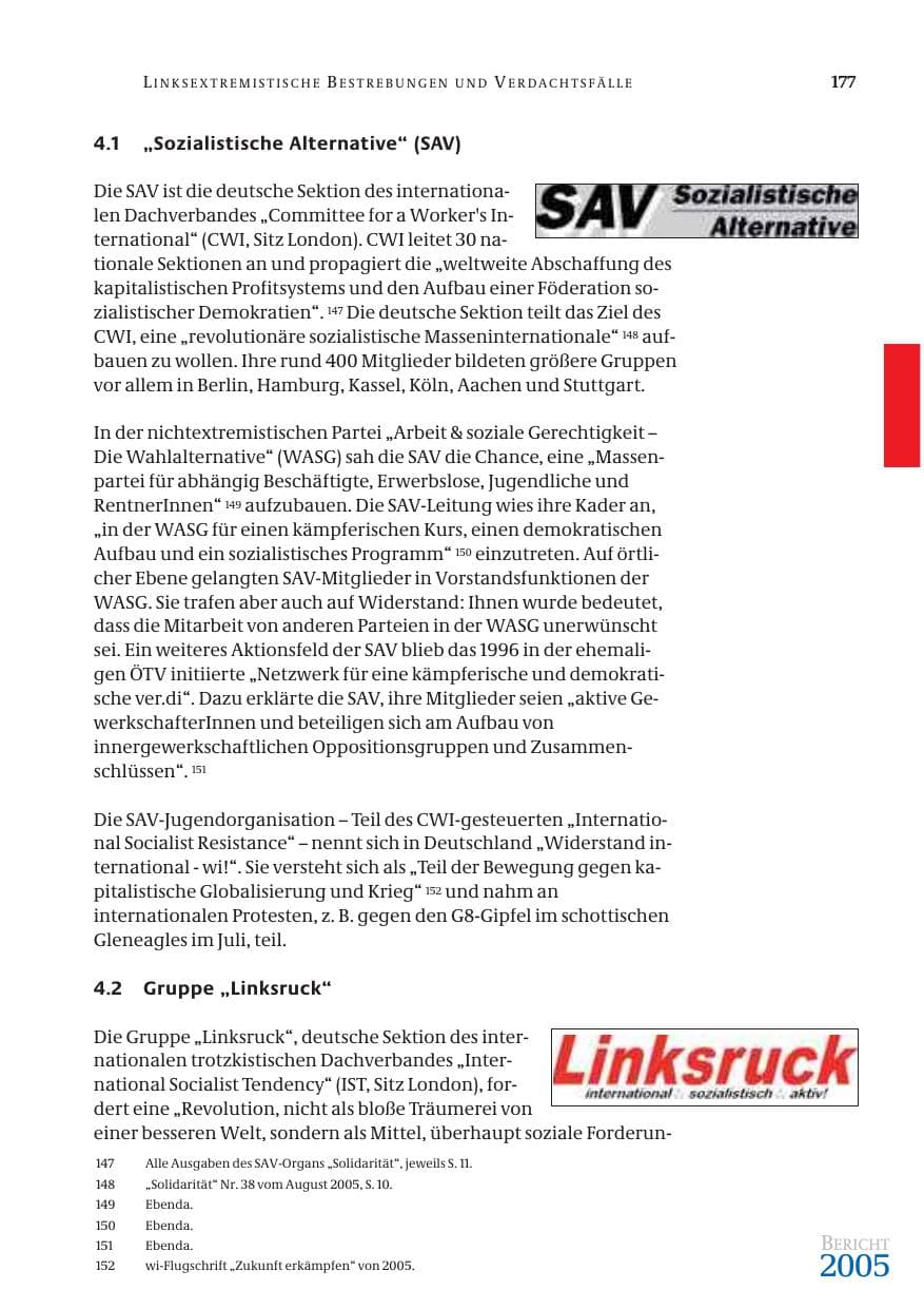 Seite 178 des Verfassungsschutzbericht 2005 Bund