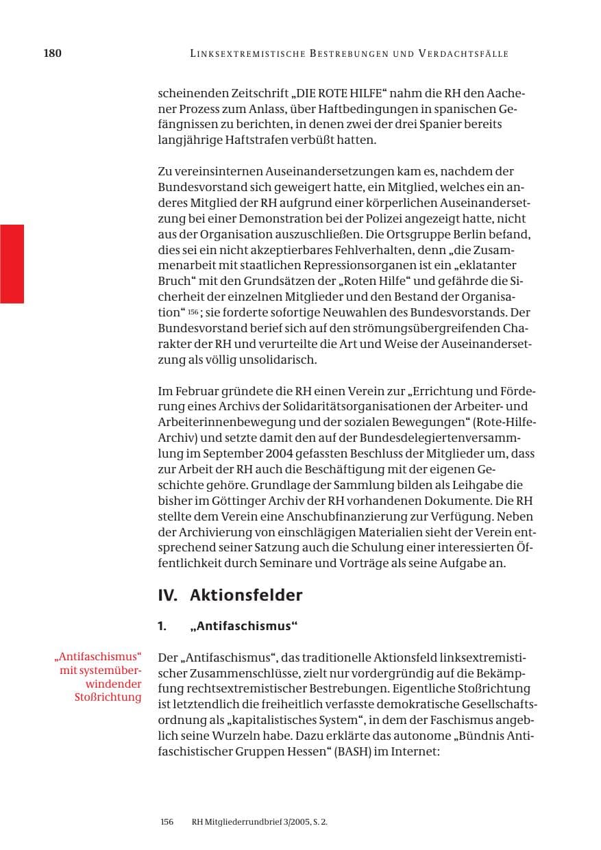 Seite 181 des Verfassungsschutzbericht 2005 Bund
