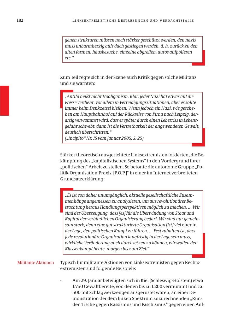 Seite 183 des Verfassungsschutzbericht 2005 Bund