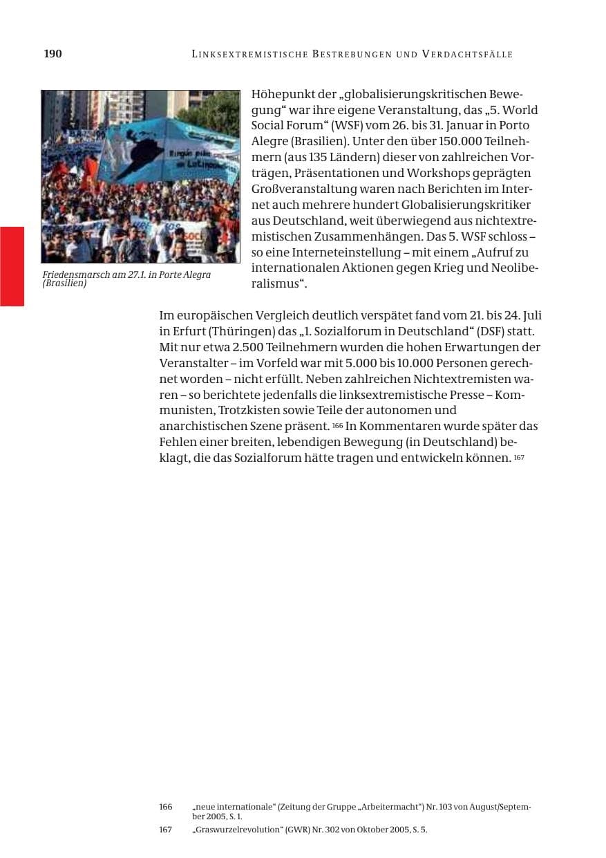 Seite 191 des Verfassungsschutzbericht 2005 Bund