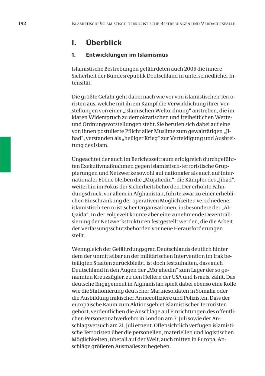Seite 193 des Verfassungsschutzbericht 2005 Bund