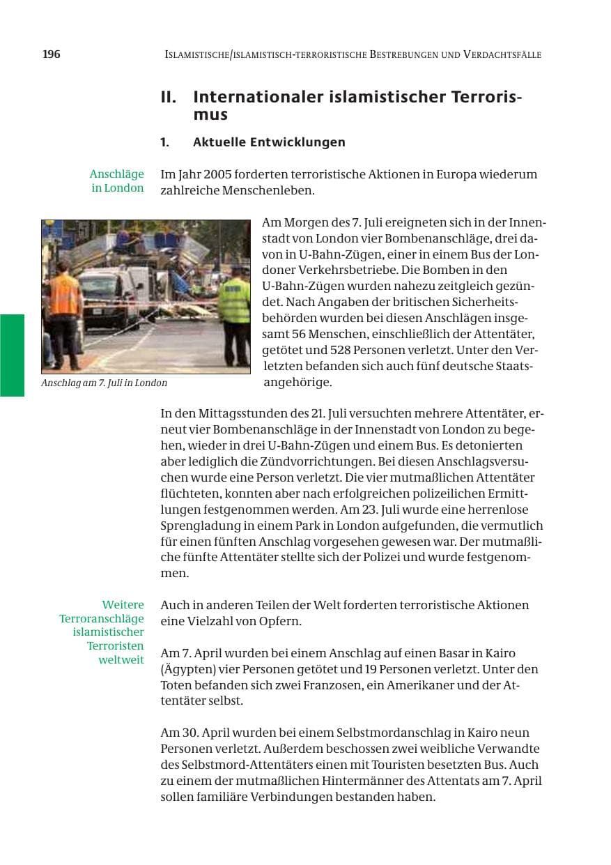 Seite 197 des Verfassungsschutzbericht 2005 Bund